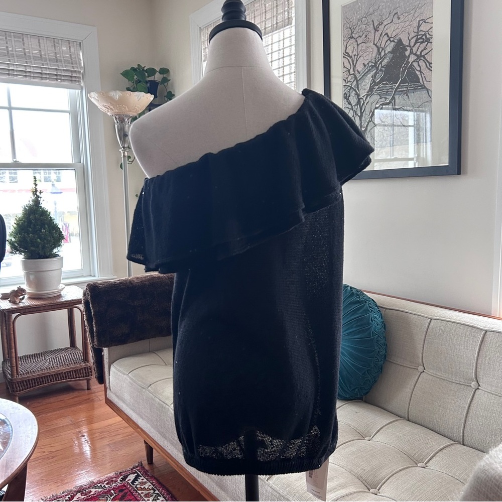 Brunello Cucinelli Linen Silk Sweater, Layered Ruffle Collar & Sequins $1495 - Picture 2 of 8